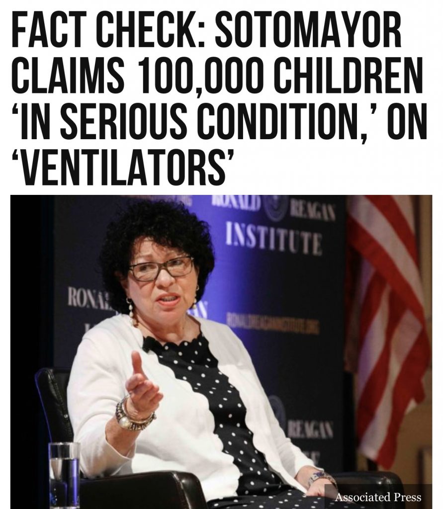 Fact Check: Sotomayor Claims 100,000 Children ‘in Serious Condition,’ on ‘Ventilators’